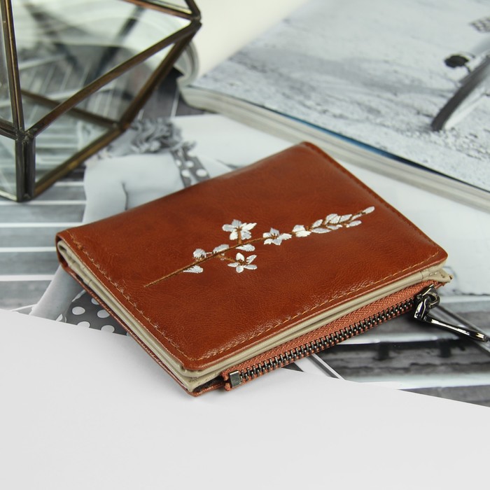 Кошелёк женский, 5 отделов, для карт, для монет, цвет коричневый