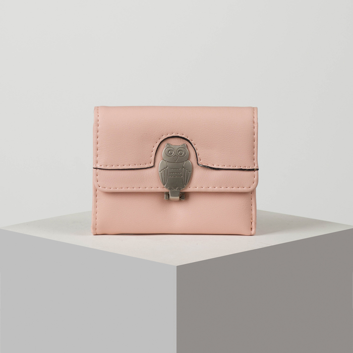 Кошелёк женский, 4 отдела, для карт, для монет, цвет пудровый