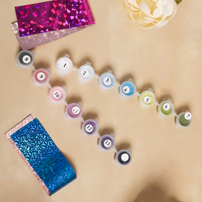 Роспись по номерам "Прованс" с фольгой, краски 14 шт, кисти, крепления