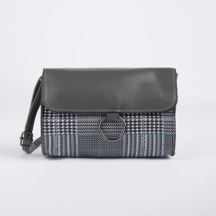 Сумка женская, отдел на молнии, регулируемый ремень, цвет серый