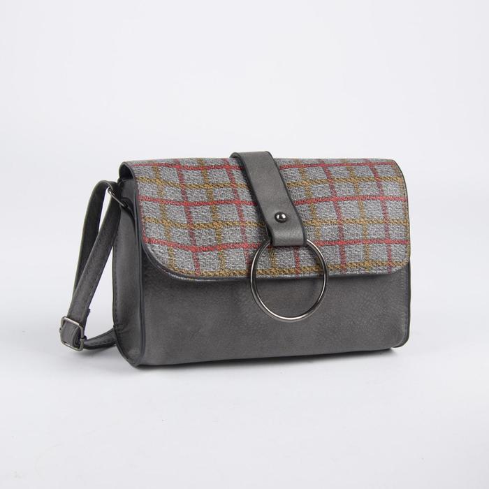 Сумка женская, отдел на молнии, регулируемый ремень, цвет серый