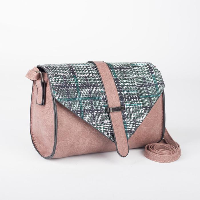 Сумка женская, отдел на молнии, регулируемый ремень, цвет пудровый