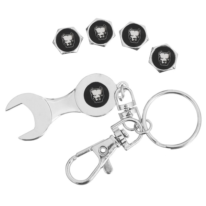 Колпачки для ниппеля "Питбуль", 4 шт., ключ