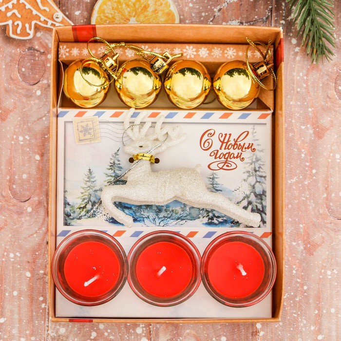 Набор свечей в стекле с декором "Чудес в Новом году!"