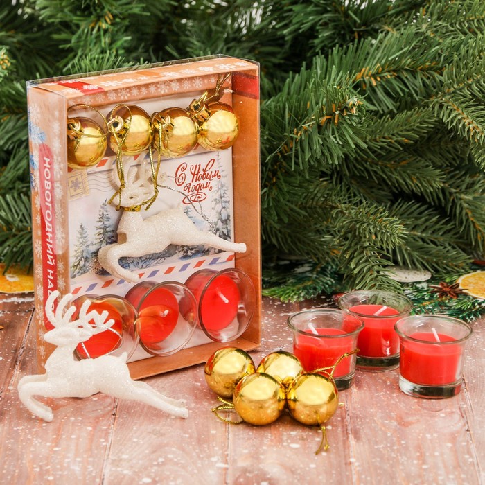 Набор свечей в стекле с декором "Чудес в Новом году!"