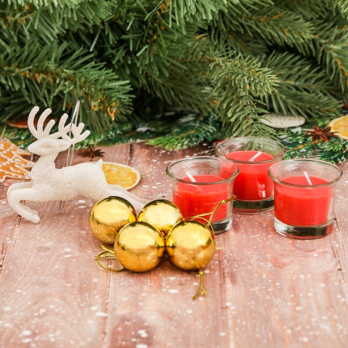 Набор свечей в стекле с декором "Чудес в Новом году!"