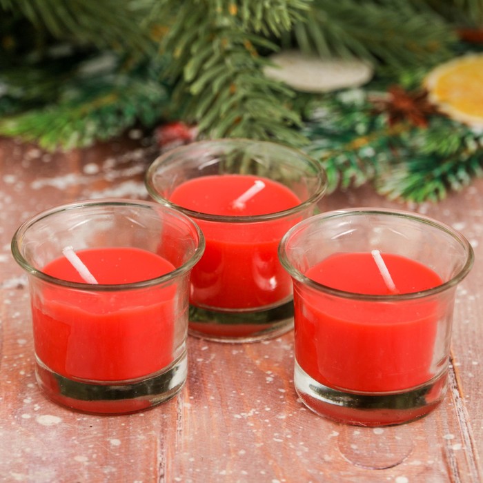 Набор свечей в стекле с декором "Чудес в Новом году!"