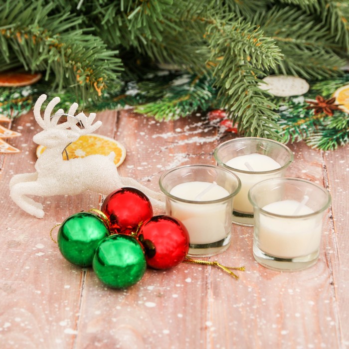 Набор свечей в стекле с декором "Удачного Нового года!"