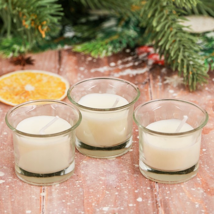 Набор свечей в стекле с декором "Удачного Нового года!"