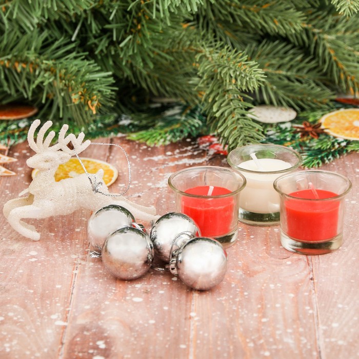 Набор свечей в стекле с декором "Тепла в Новом году!"