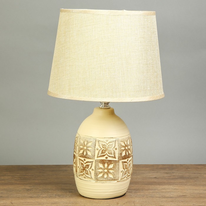 Лампа настольная "Наскальные рисунки" бежевый вазон Е27 40W 220В 36х22х22 см