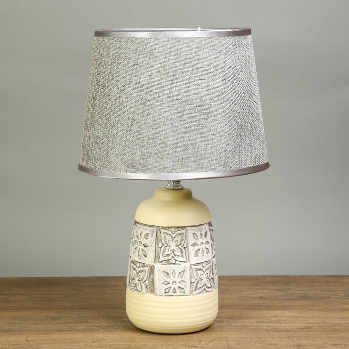 Лампа настольная "Наскальные рисунки" молочный с серебром сосуд Е27 40W 220В 36х22х22 см