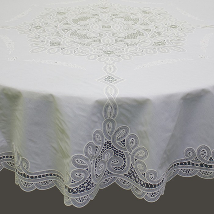 Готовая скатерть Ажурная Legend, круг 160 см, сепия