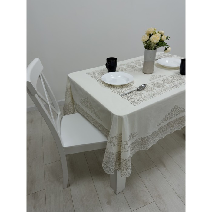 Скатерть Ажурная Astoria, 140х200 сепия/коричневая, 10 шт в рулоне