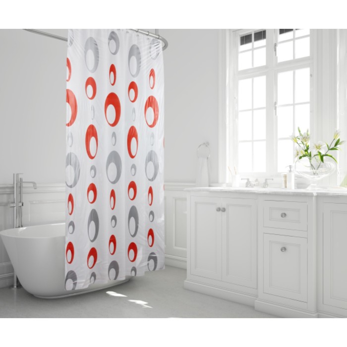 Штора для ваннной комнаты, 180х200 см, ПВХ, Bolle, серая