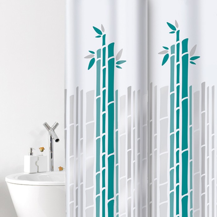 Штора для ваннной комнаты, 180х200 см, ПВХ, Giunco, зелёная