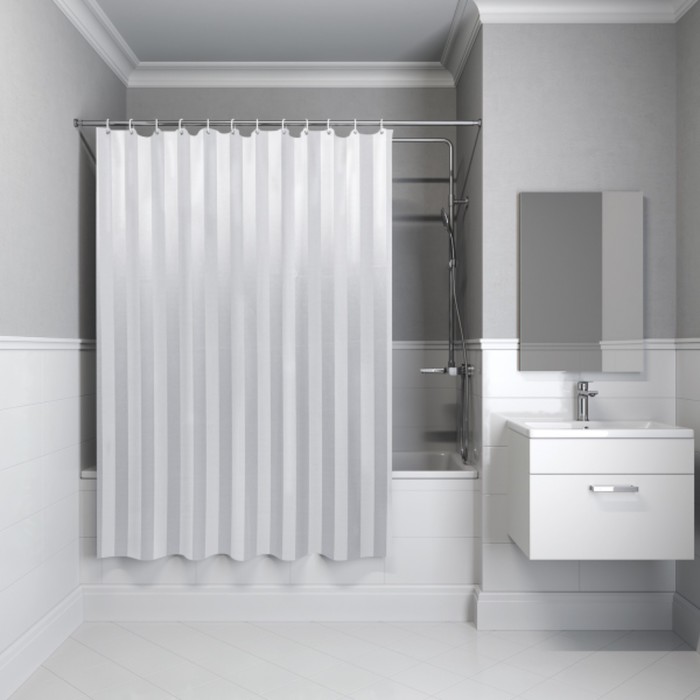 фото Штора для ванной комнаты rigone, 240 х 200 см, белая bacchetta