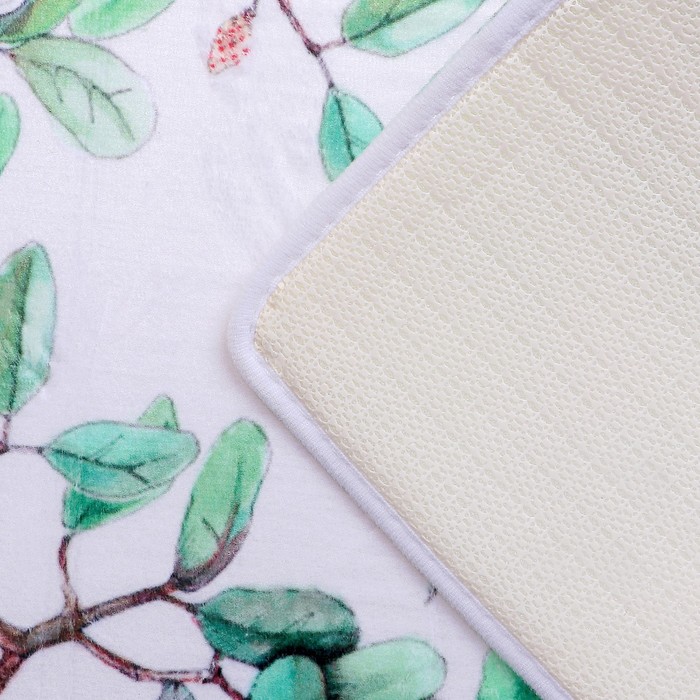 Коврик для ванной "Дерево с белыми цветми"