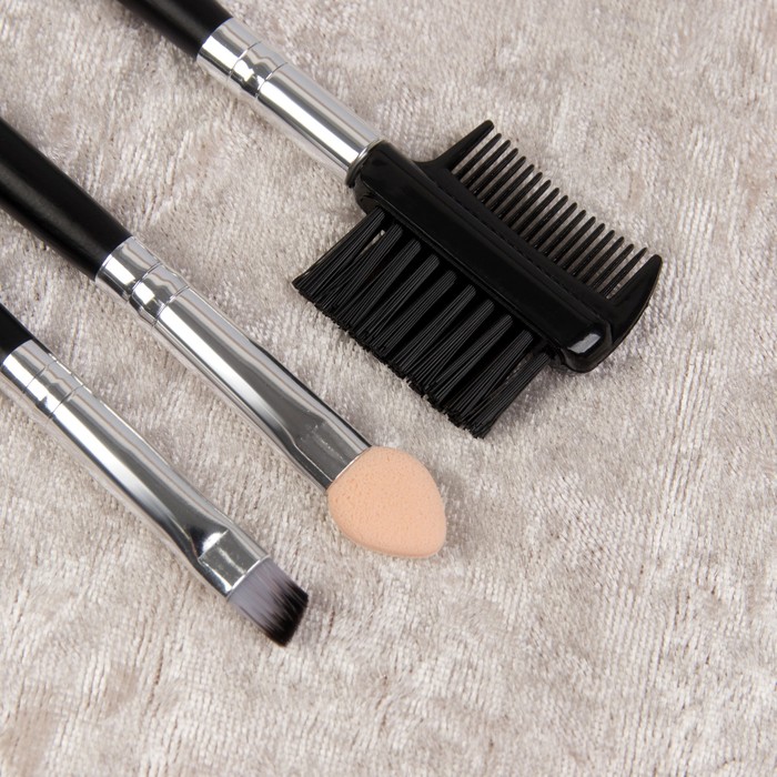 Набор кистей для макияжа «Фактура», 7 предметов, на кнопке, цвет серый