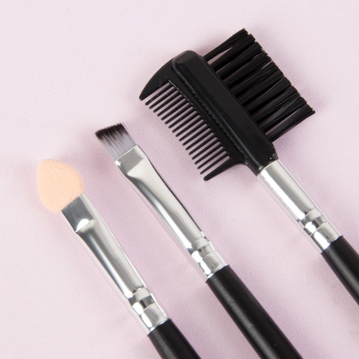 Набор кистей для макияжа «Фактура», 7 предметов, на кнопке, цвет бежевый