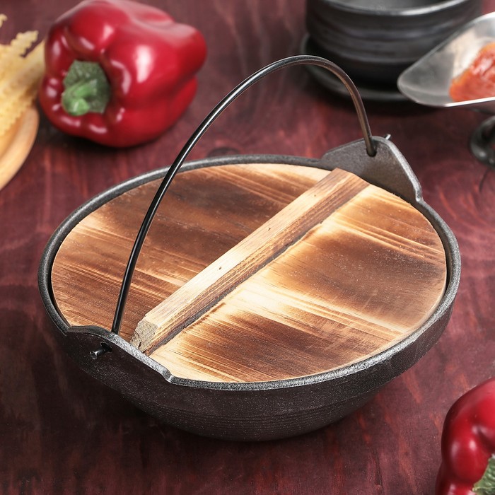 Котелок с деревянной крышкой с ручкой "Хемминг" 21х20х6 см