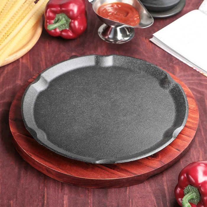 Сковорода на деревянной подставке "Круг. Постоянство" 26,5х26,5х2