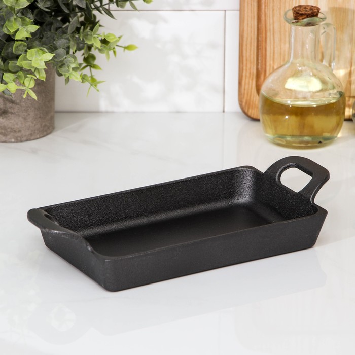 Сковорода "Прямоугольник. Глубокий", чугунные ручки