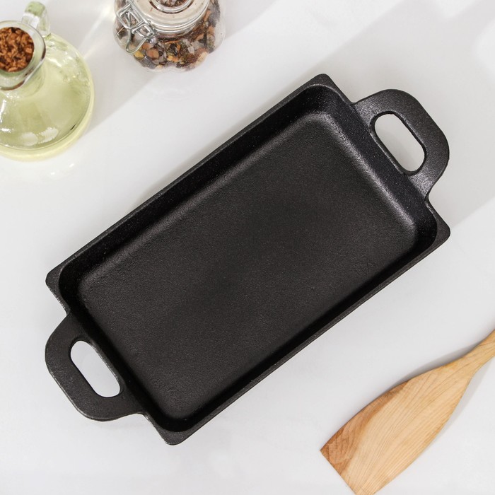 Сковорода "Прямоугольник. Глубокий", чугунные ручки