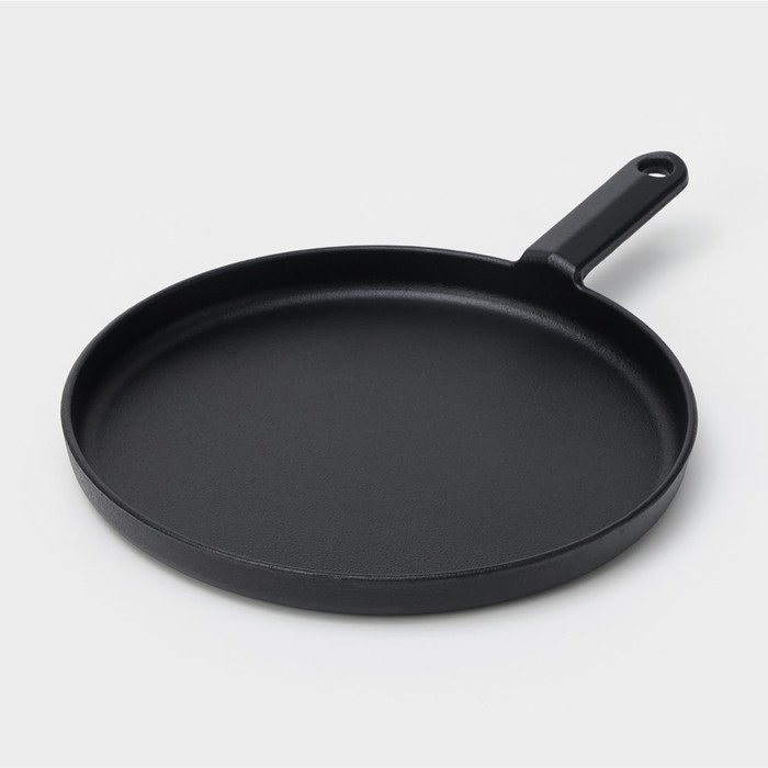 сковорода оладница чугунная d 19 5 см чугунная ручка цвет чёрный Сковорода блинная чугунная «Круг», d=24 см, чугунная ручка