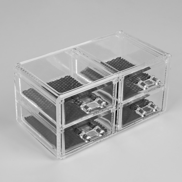 Органайзер для хранения косметических принадлежностей, 4 ящика, цвет прозрачный