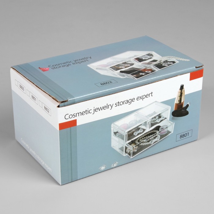 Органайзер для хранения косметических принадлежностей, 4 ящика, цвет прозрачный