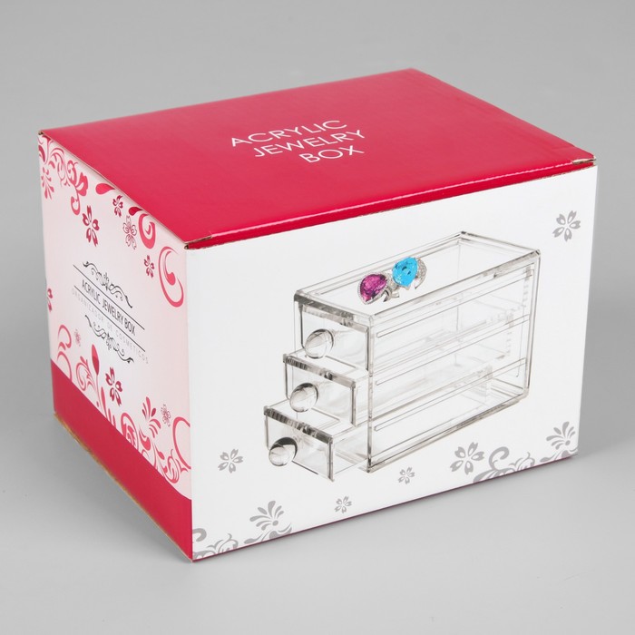 Органайзер для хранения косметических принадлежностей, 3 ящика, цвет прозрачный