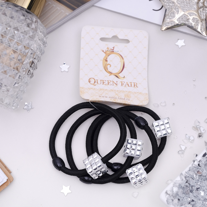 Резинка для волос "Грация" (цена за штуку) кубик белый