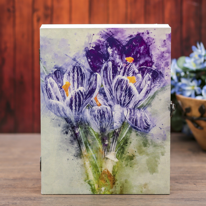 Ключница фанера "Цветы" 20х26х6,5 см