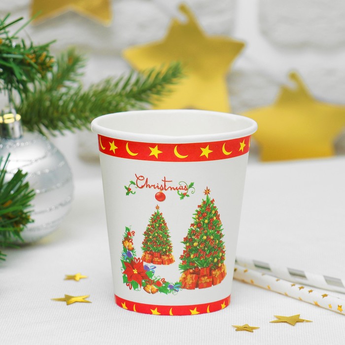 Стакан бумажный "Ёлка с подарками" 250 мл (набор 6 шт)