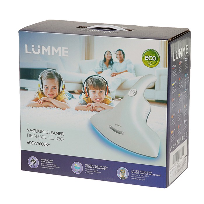 Пылесос LUMME LU-3207, ручной, антибактериальный, УФ лампа, циклон, черный