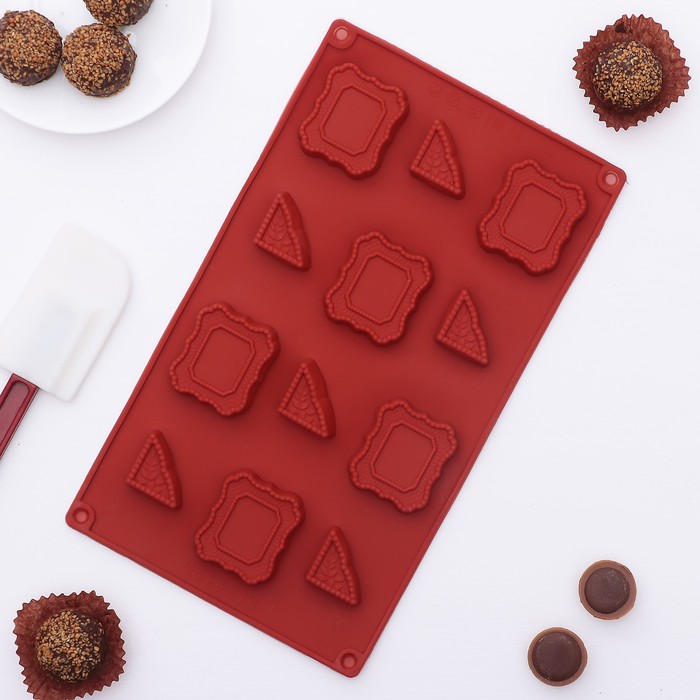 Форма для льда и шоколада "Таблички с вензелями", 12 ячеек