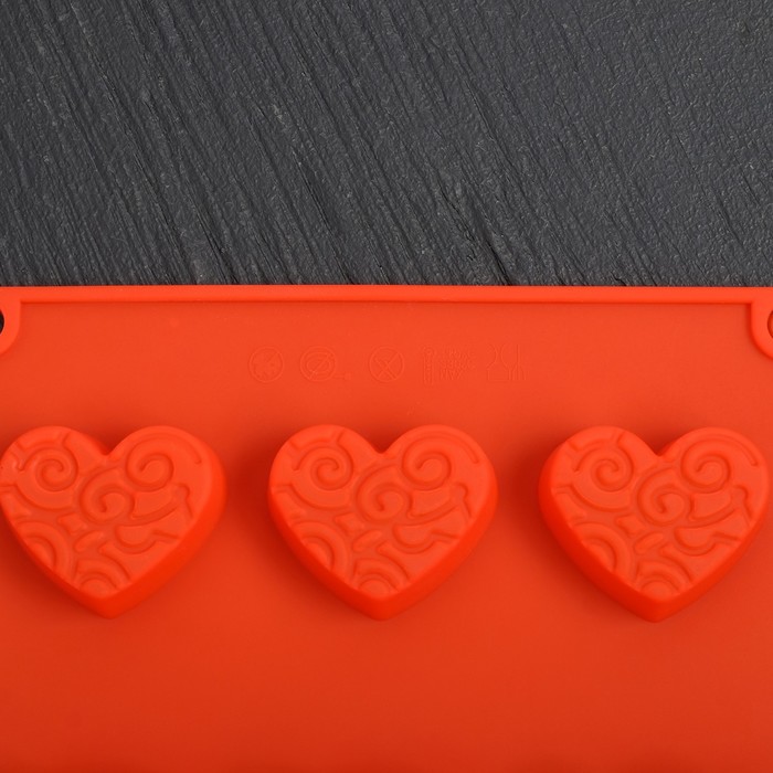 Форма для льда и шоколада "Сердечки кружевные", 12 ячеек