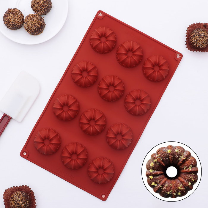 Форма для льда и шоколада "Заварные колечки", 15 ячеек