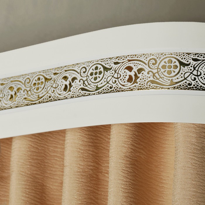 Карниз трёхрядный 240 см, с декоративной планкой 7 см, "Ультракомпакт. Грация золото", цвет белый