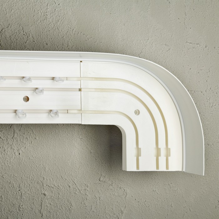 Карниз трёхрядный 240 см, с декоративной планкой 7 см, "Ультракомпакт. Грация золото", цвет белый