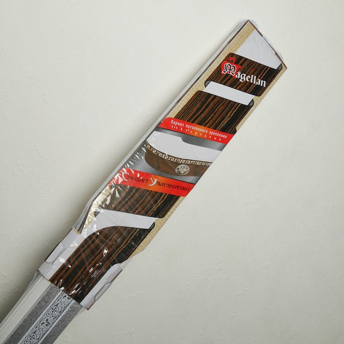 Карниз трёхрядный 240 см, с декоративной планкой 7 см, "Ультракомпакт. Грация золото", цвет белый