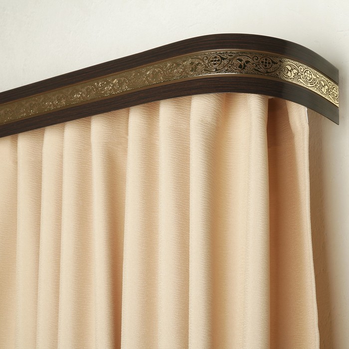 Карниз трёхрядный 260 см, с декоративной планкой 7 см, "Ультракомпакт. Грация золото" венге