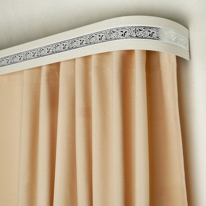 Карниз трёхрядный 200 см, с декоративной планкой 7 см, "Ультракомпакт. Грация серебро" беленый дуб