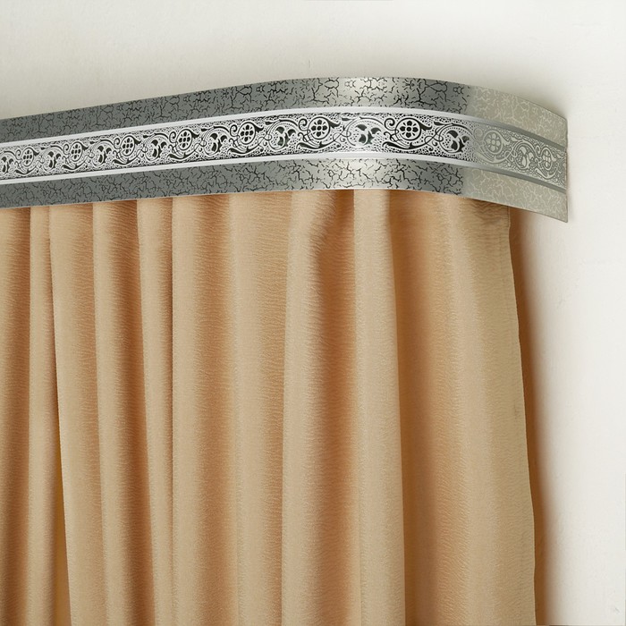 Карниз трёхрядный 240 см, с декоративной планкой 7 см, "Ультракомпакт. Грация серебро" элегант