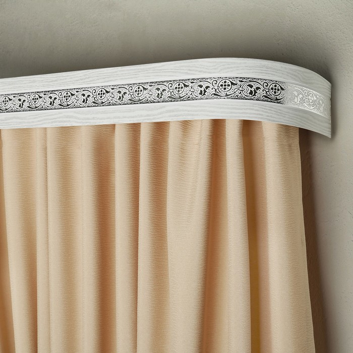 Карниз трёхрядный 280 см, с декоративной планкой 7 см, "Ультракомпакт. Грация серебро" патина белая