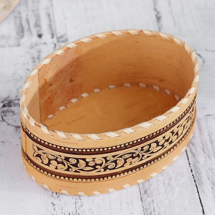 Шкатулка «Золотая рыбка», 12,5×8,5×6 см, береста