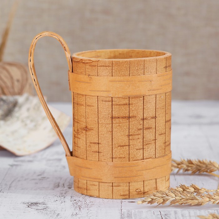 Кружка «Бочонок», 8,5×8,5×14 см, 0,5 л, береста