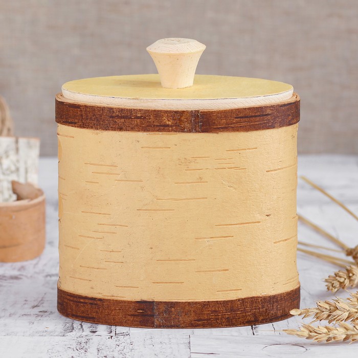 Туес «Пчёлка», 13,5×13,5× 15 см, 0,7 л, береста