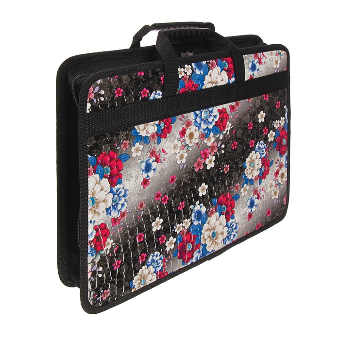 Папка с ручками текстиль А4 50мм 330*240 Канцбург 5С13 "Гатчина" 5136960 Цветы на черном
